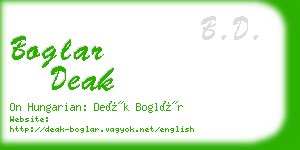 boglar deak business card
